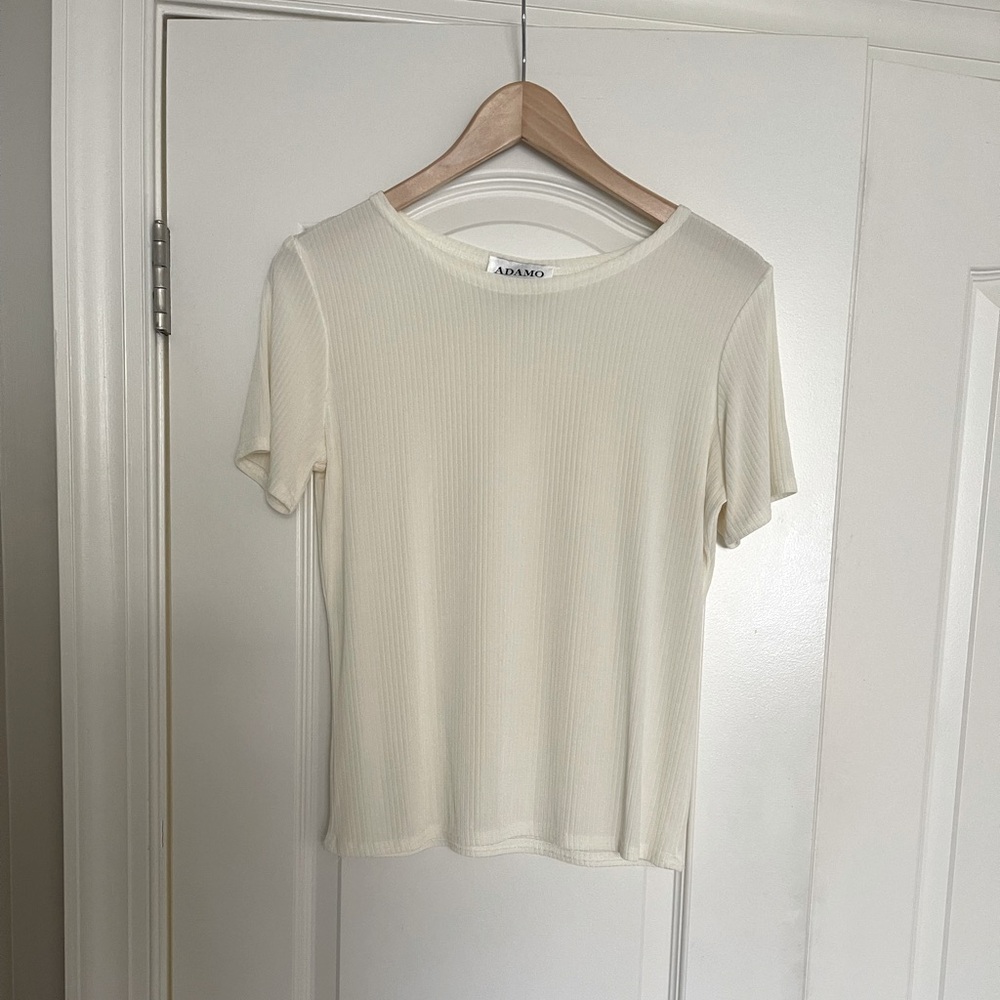 Adamo Cream Ribbed Top
